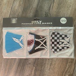 NWT‎ ORLY YOUTH PACK OF 3 COTTON FACE MASKS